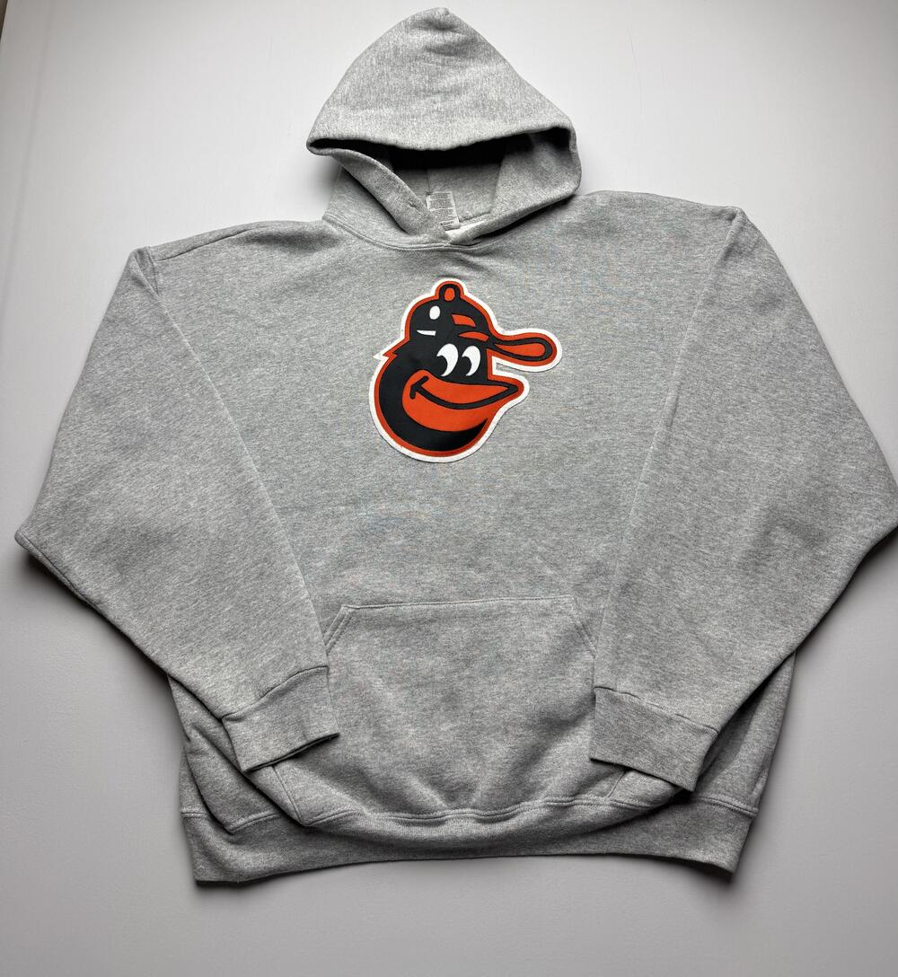 Baltimore Orioles Hoodie Mens 2XL Gray MLB Baseball Russell Bird Logo Pullover